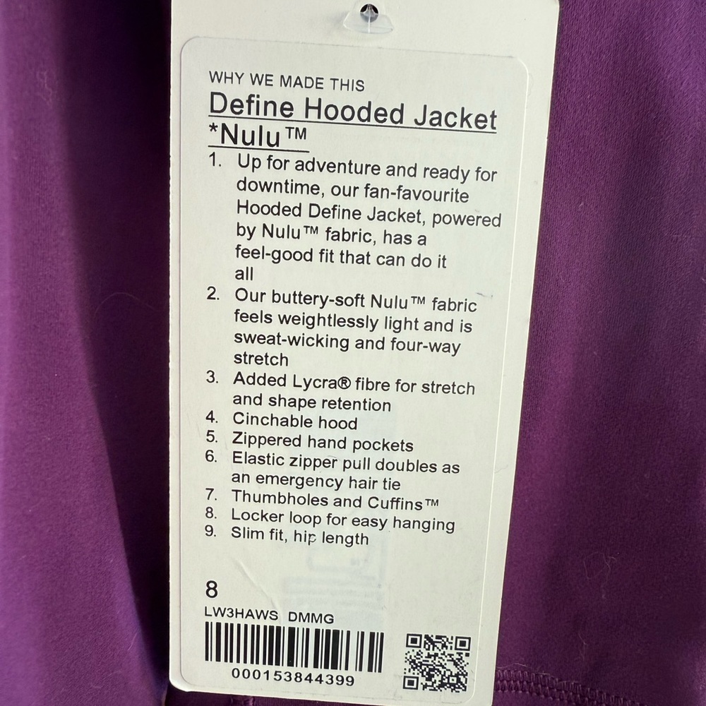 Lululemon Define Hooded Jacket *Nulu size 8 - Picture 4 of 5